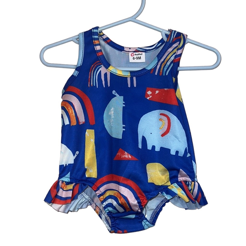 PatPat Blue Elephant Rainbow Kids Swimsuit